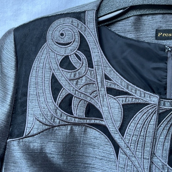 Preston & York Shimmering Gray 2 piece Dress & Jacket. Sz 10/12 - Picture 3 of 14